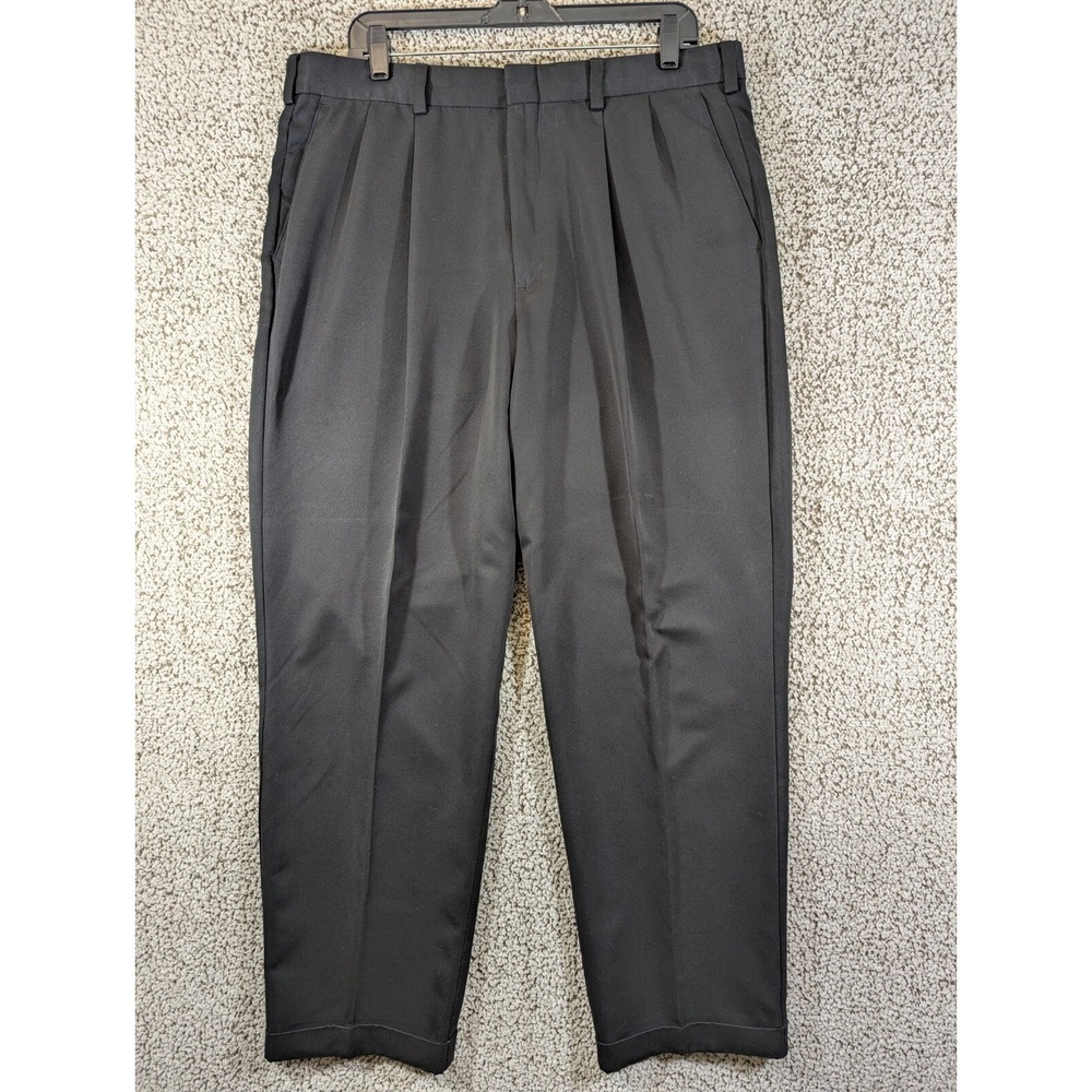 Dockers Golf Mens Relaxed Fit‎ Pleated Pants Black W36 L34 Microfiber Polyester